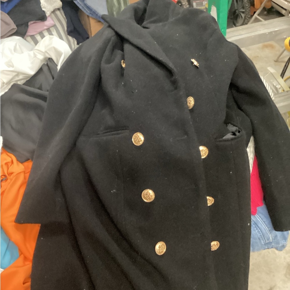 Elegant Black Double-Breasted Coat
